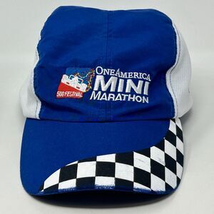 One America 500 Mini Marathon Runners Hat Baseball Cap Blue Running Strapback